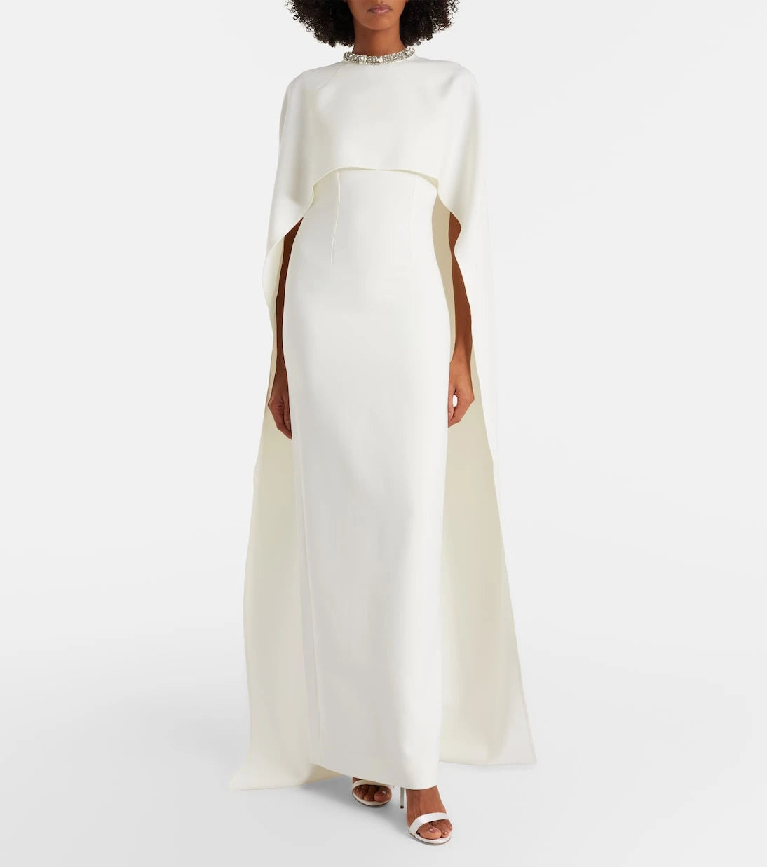 Roland Mouret - Crystal-embellished caped crêpe gown