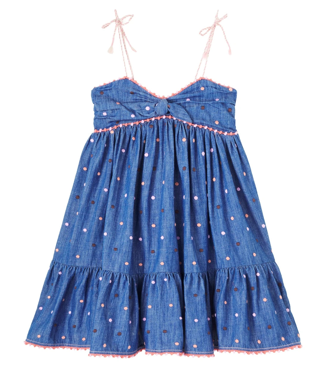 Zimmermann Kids - فستان دنيم منقط مطرز
