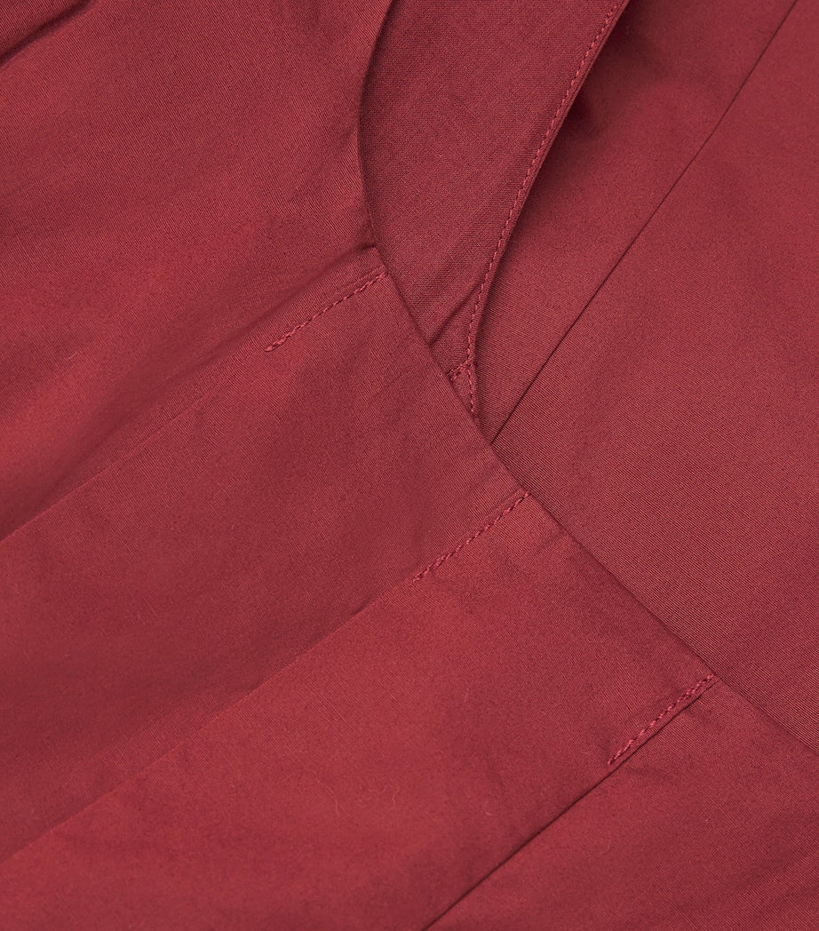 STAUD Red Stretch-Cotton Wells Midi Dress