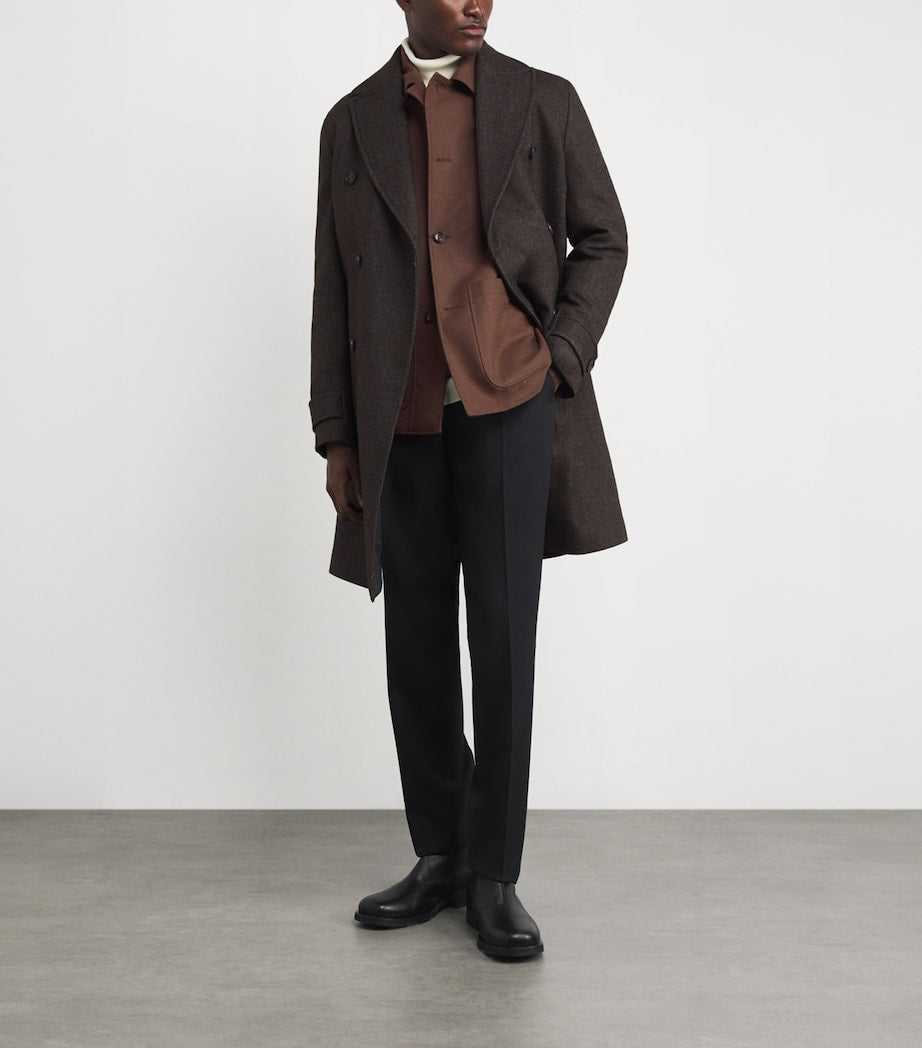 Brown Wool-Silk Overshirt