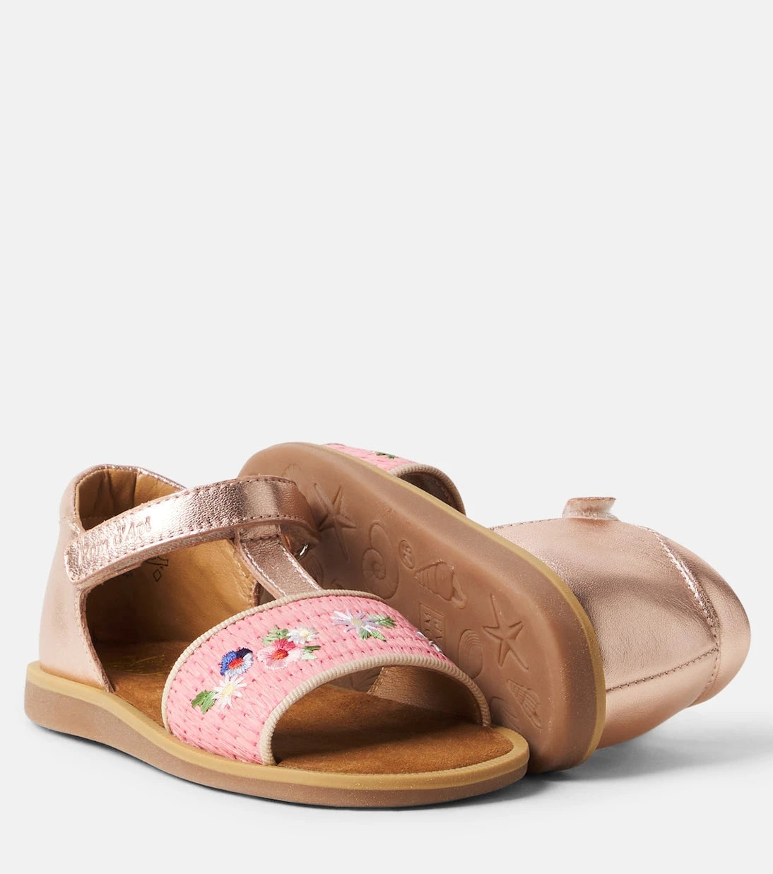 Pom d'Api - Poppy Air Natur raffia-trimmed leather sandals