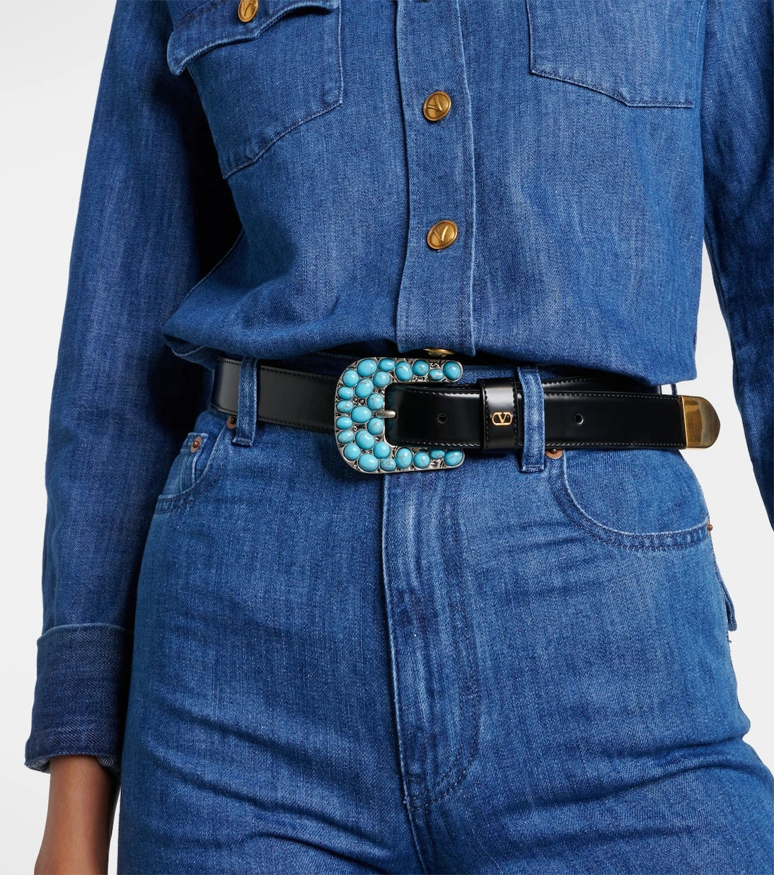 Valentino Garavani - VLogo embellished leather belt