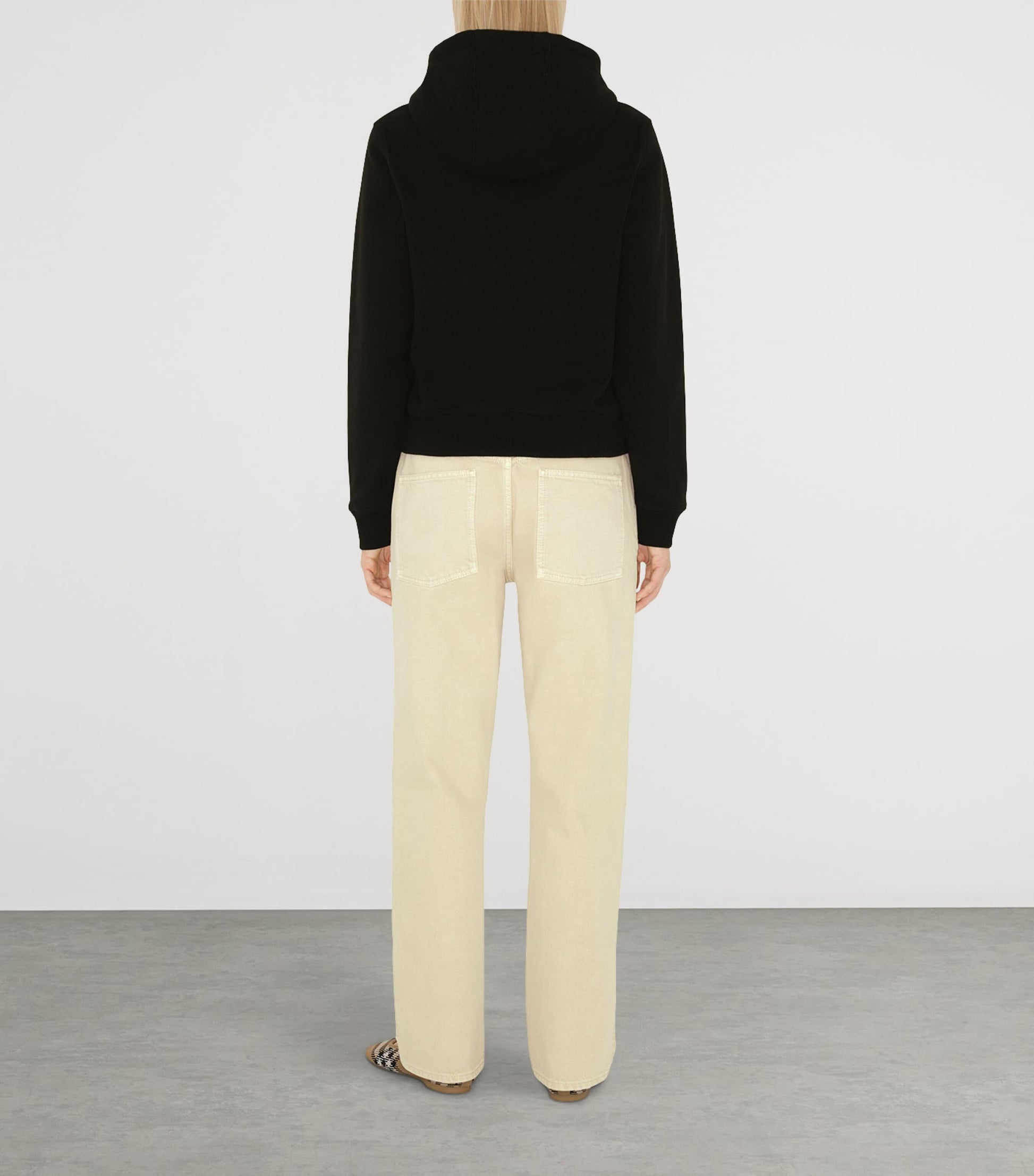 Burberry Black Cotton Check-Label Hoodie