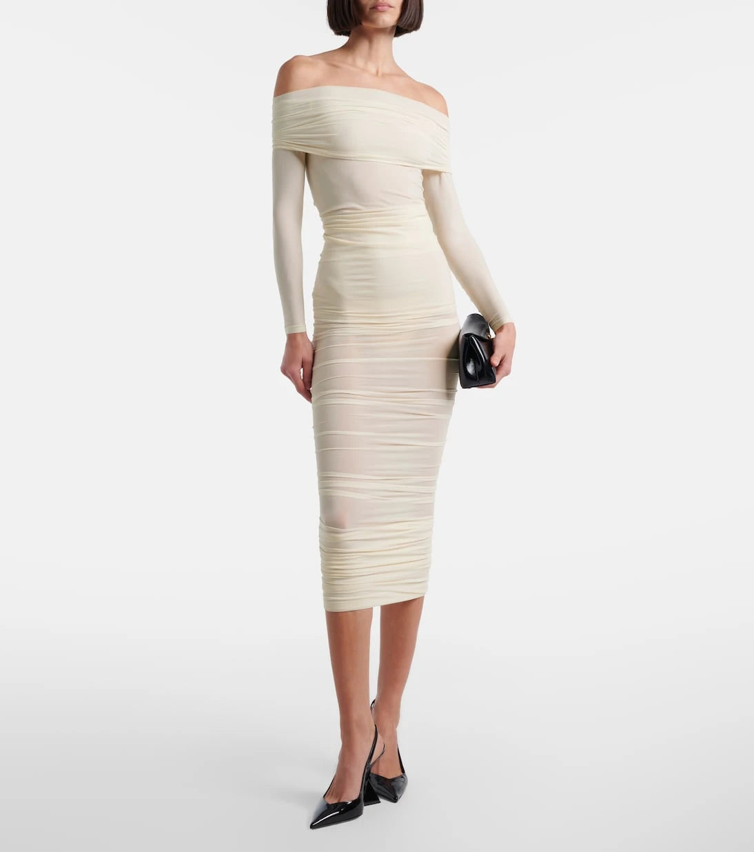 Wolford - Draped semi-sheer off-shoulder top