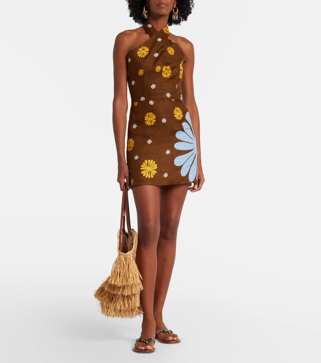 Cala de la Cruz - Venta halterneck floral minidress