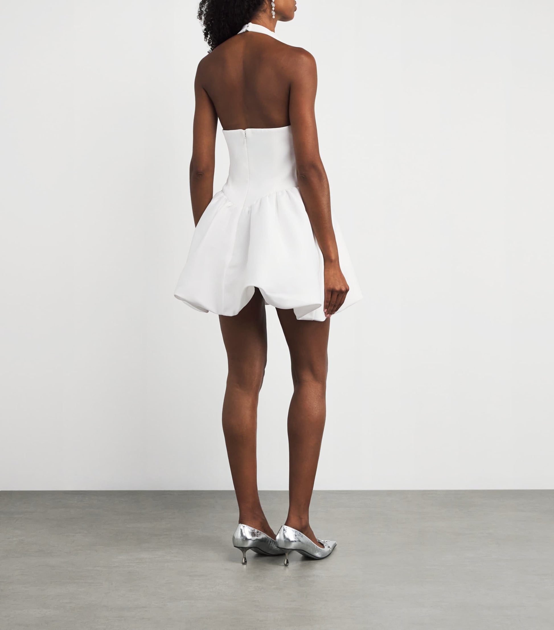 Self-Portrait White Crepe Halterneck Mini Dress