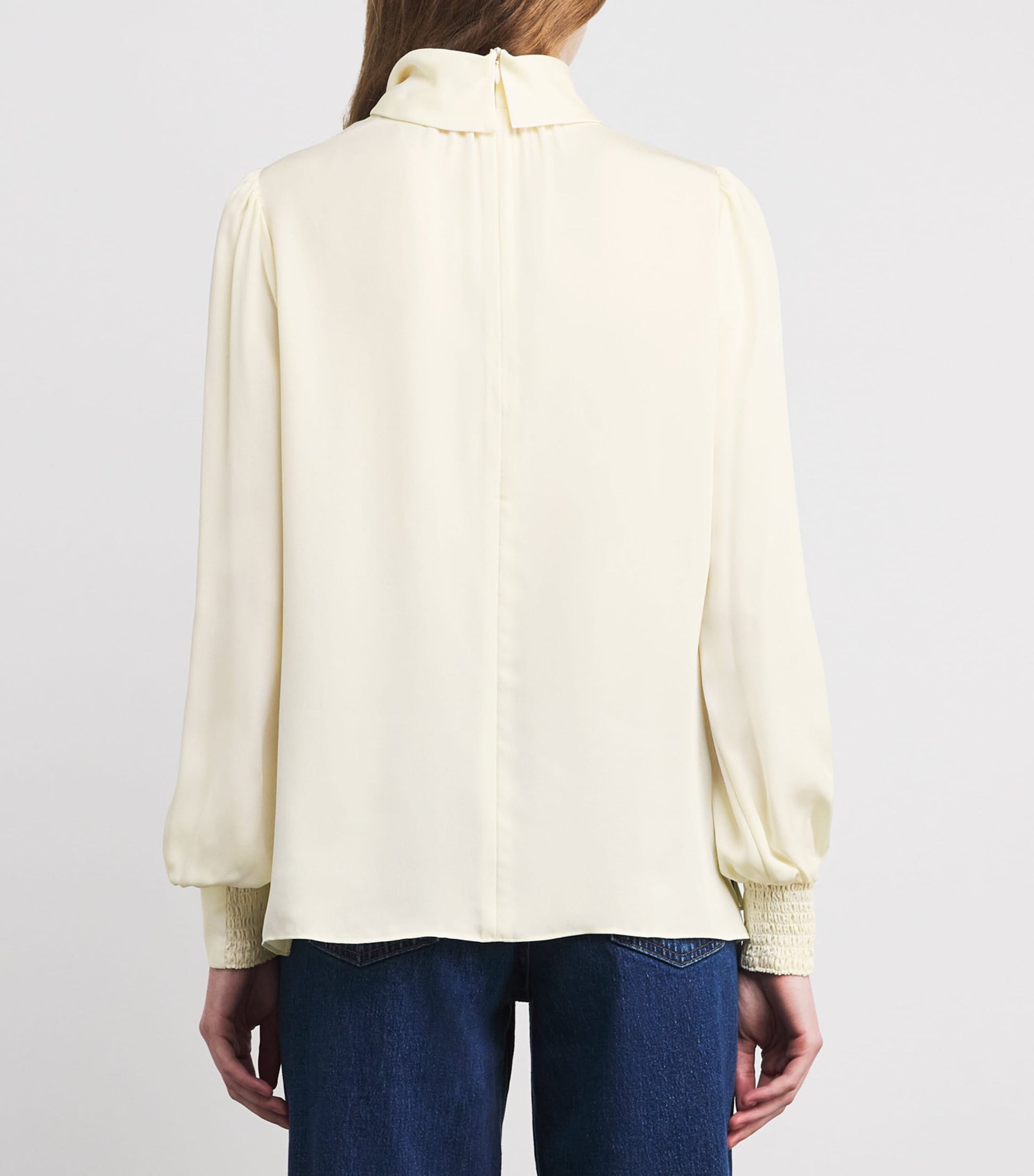 ME+EM Ivory Silk High-Neck Blouse