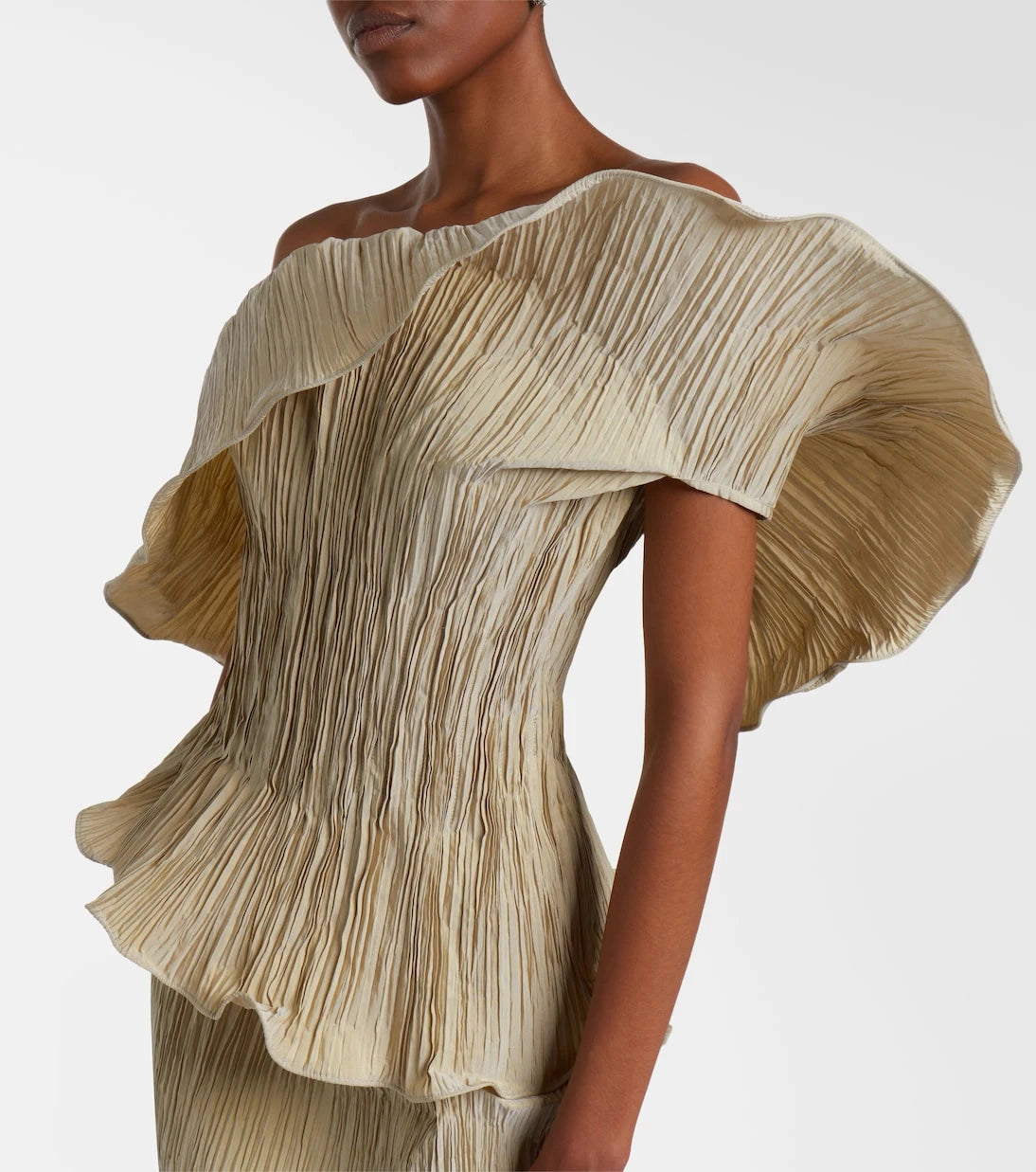 Marmar Halim - One-shoulder pleated taffeta gown