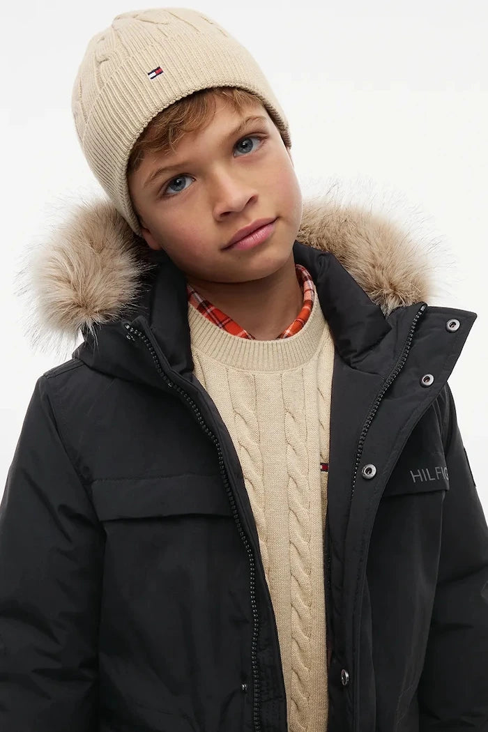 Tommy Hilfiger çocuk pamuk beanie şapka
