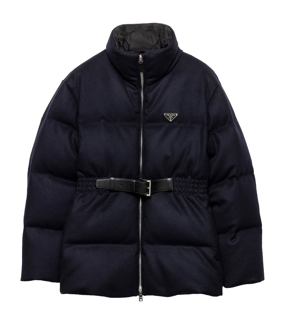 Blue Down Loden Puffer Jacket