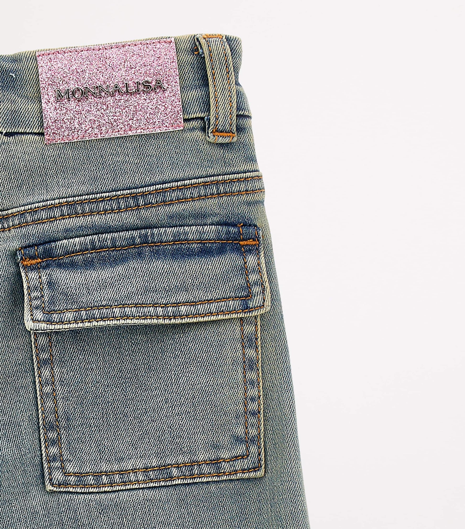 Embroidered Straight Jeans (2-16 Years) STONE+BEIGE