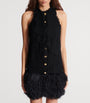 Balmain Black Cotton-Blend Lace and Feather Mini Dress
