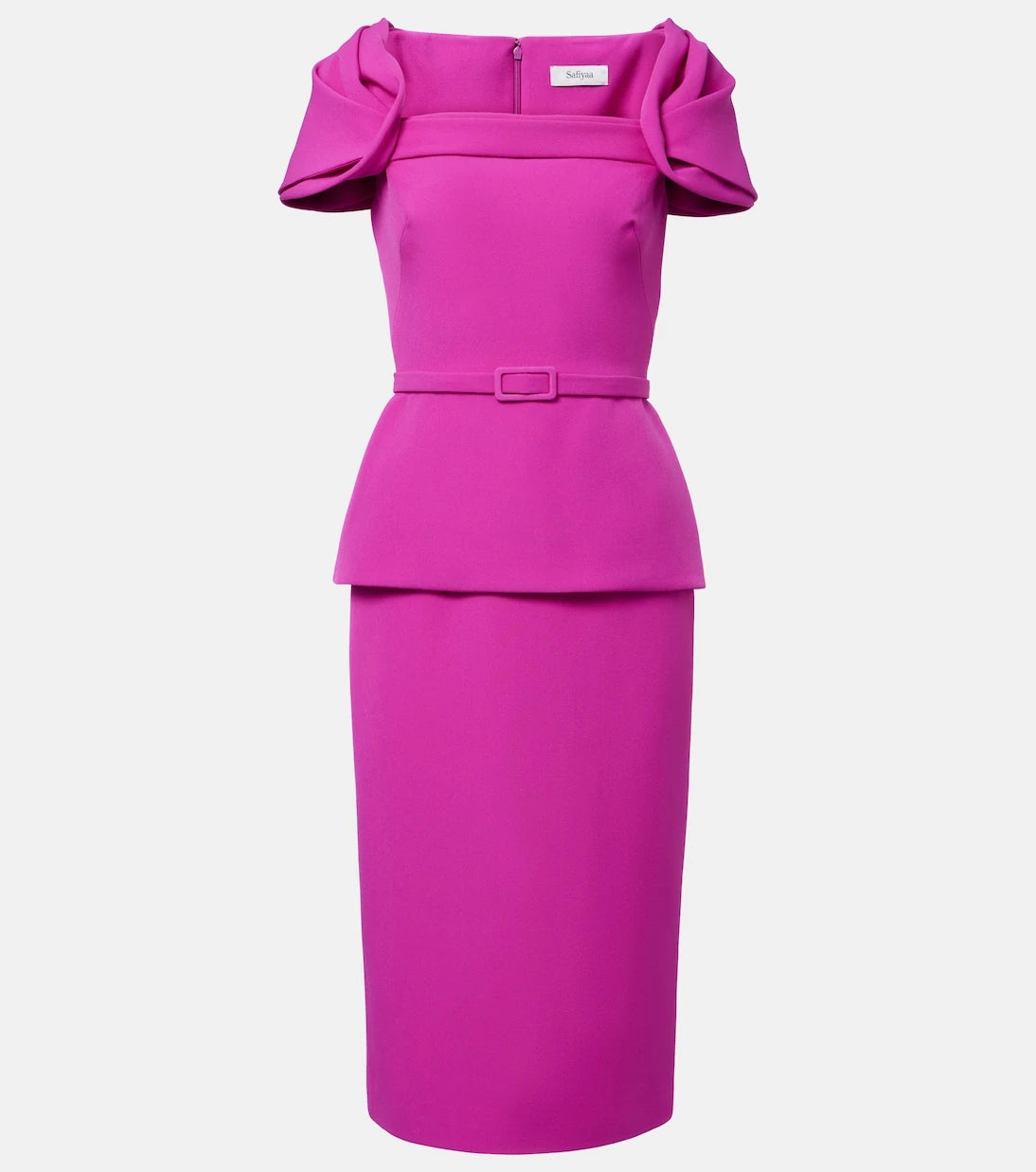 Safiyaa - Belted peplum midi dress