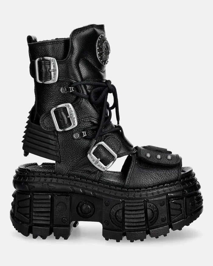 New Rock kadın deri sandalet LUXOR NEGRO, LUXOR NEGRO, TANK CASCO NE