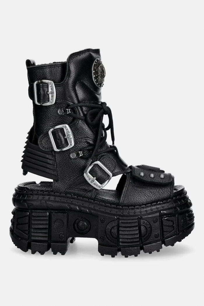 New Rock kadın deri sandalet LUXOR NEGRO, LUXOR NEGRO, TANK CASCO NE