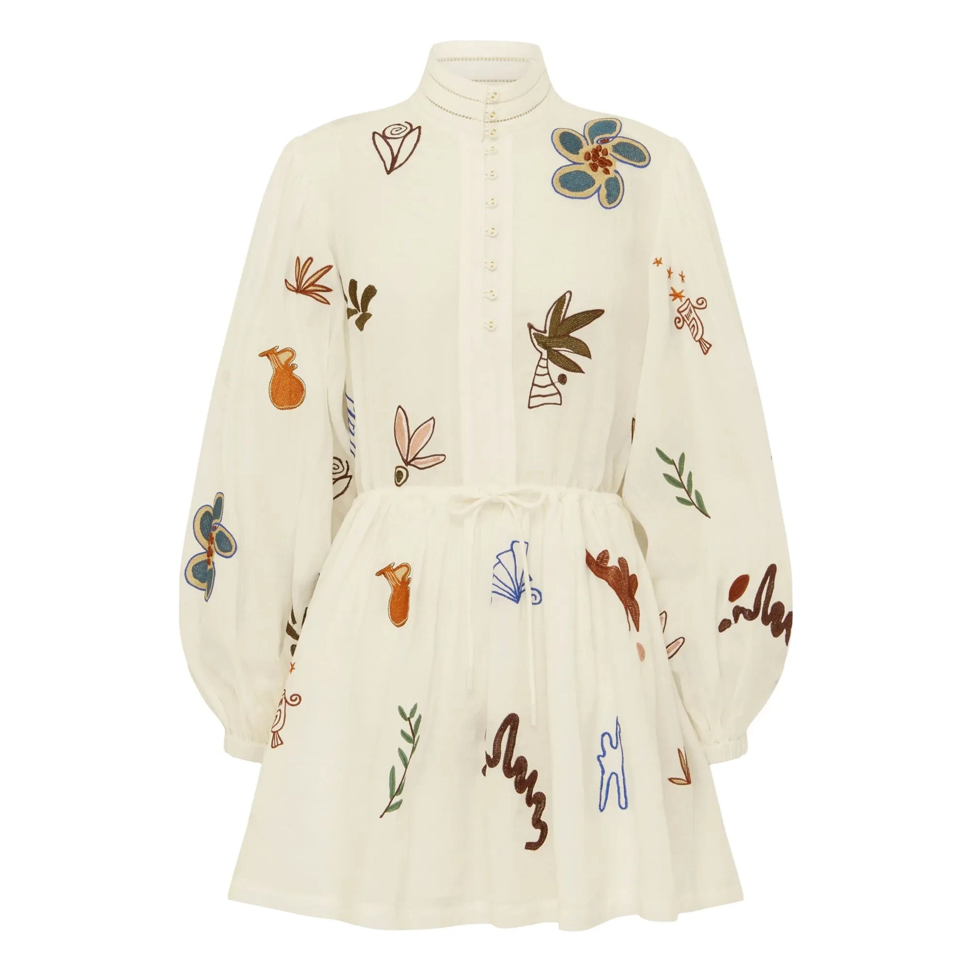 Alémais - Mina Embroidered Short Dress  | White