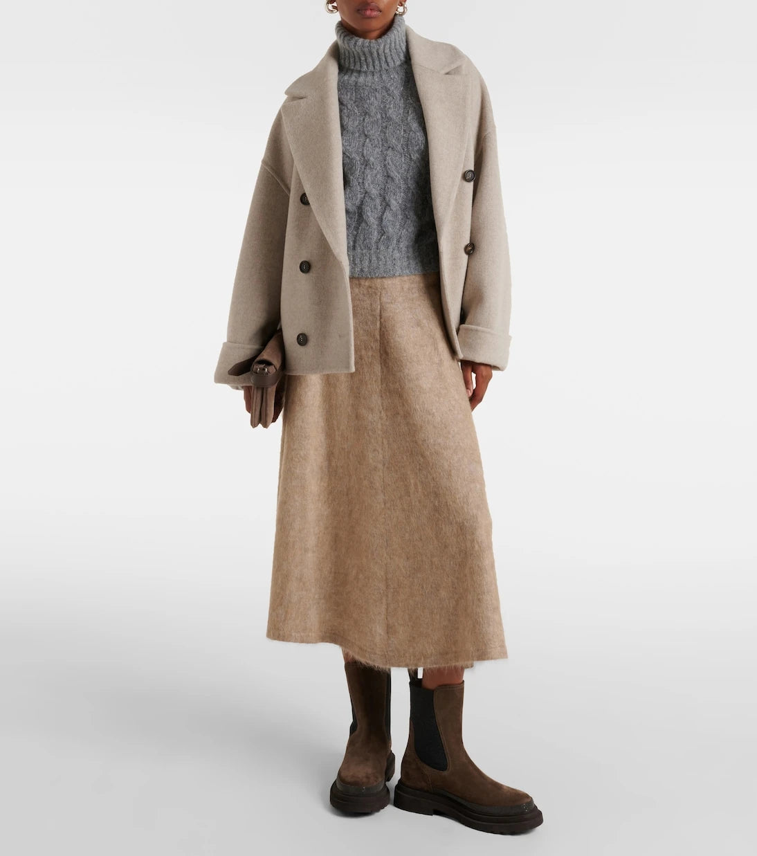 Brunello Cucinelli - Wool and cashmere-blend midi skirt