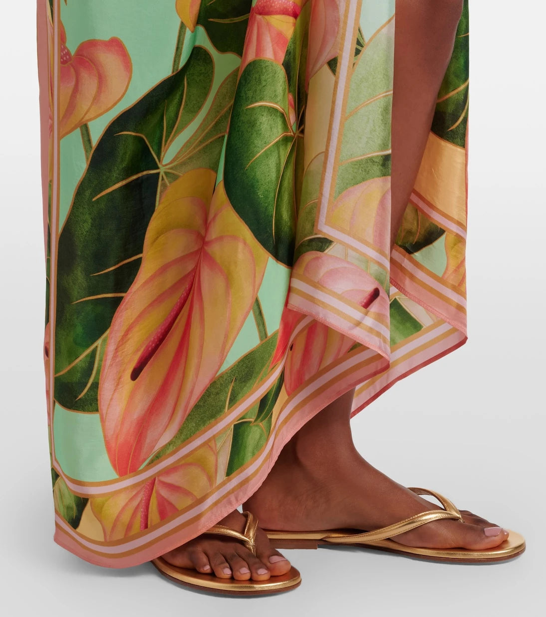 Farm Rio - Anturium Leaves satin beach cover-up