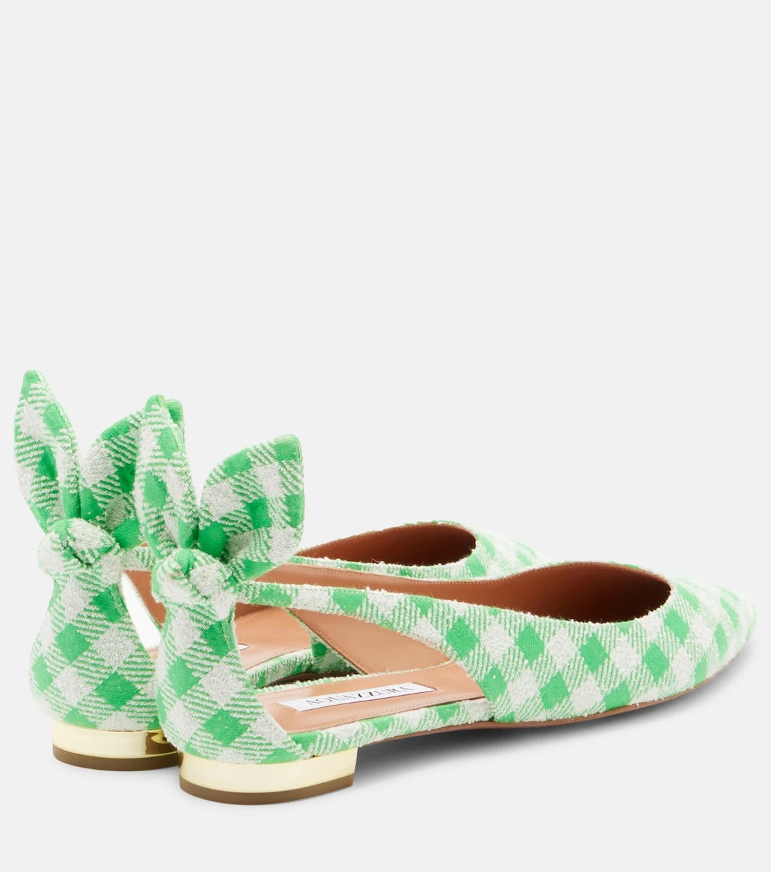 Aquazzura - Bow Tie bow-detail checked ballet flats