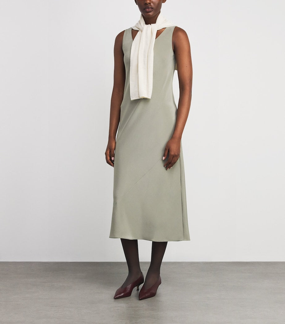 Max Mara Green Silk Midi Dress