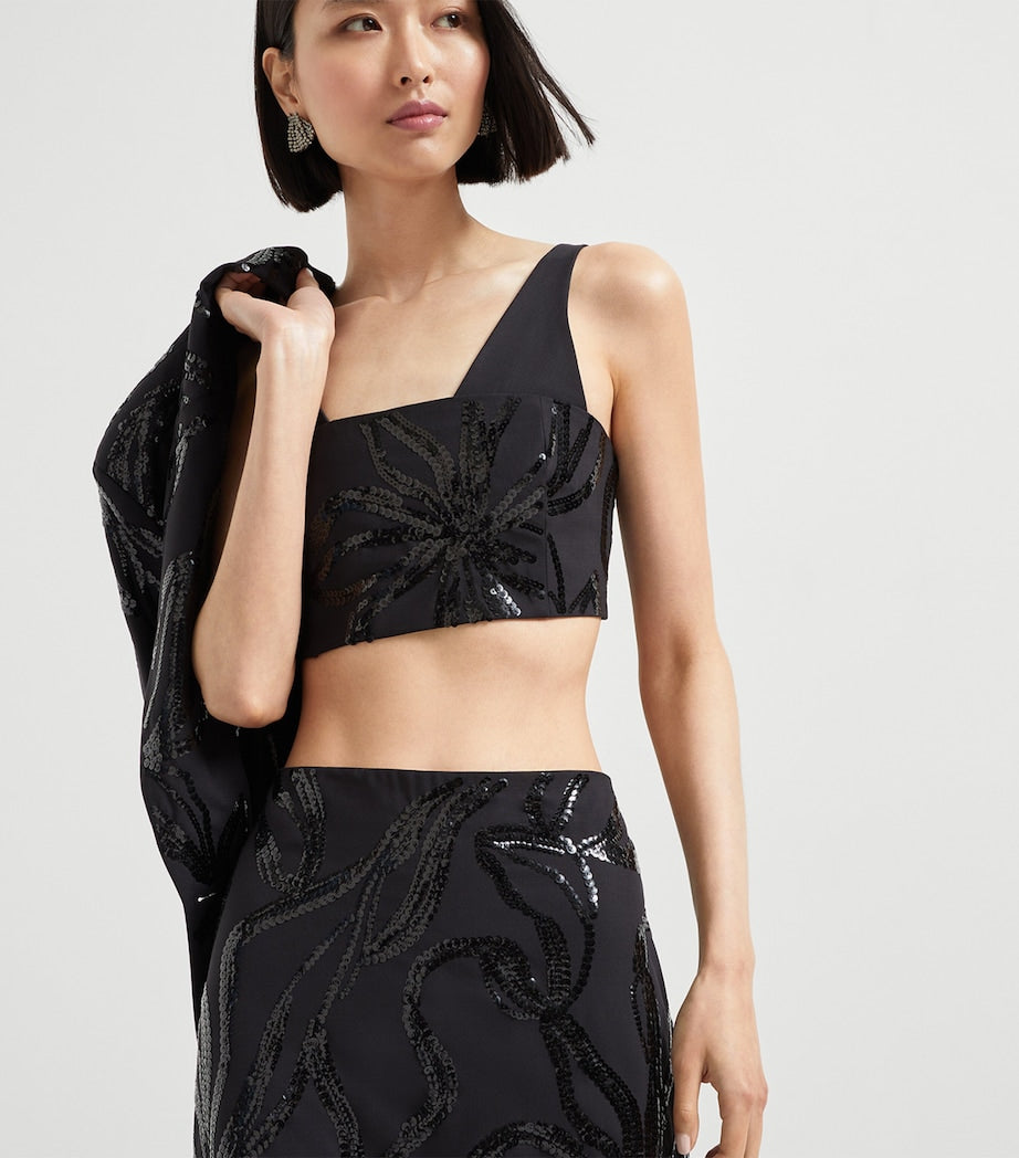 Brunello Cucinelli Black Embellished Crop Top