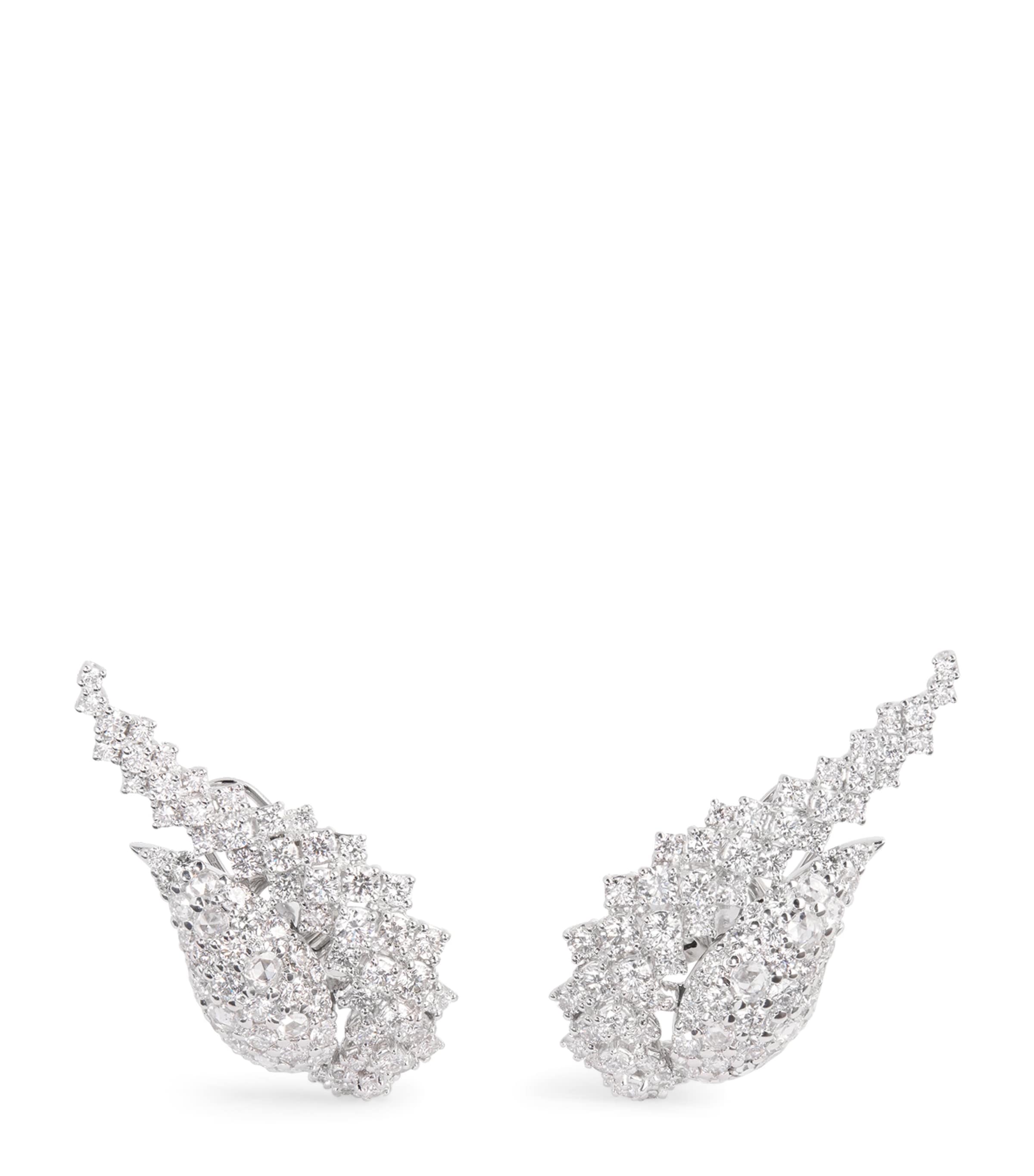 White Gold and Diamond Y-Couture State Stud Earrings