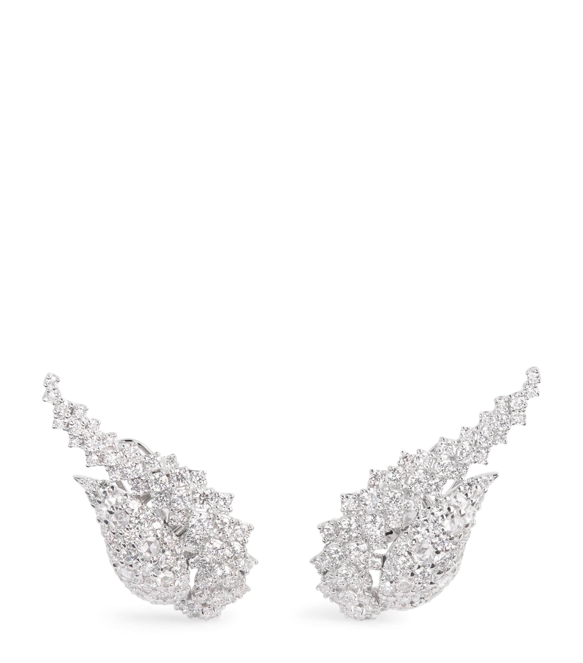 White Gold and Diamond Y-Couture State Stud Earrings