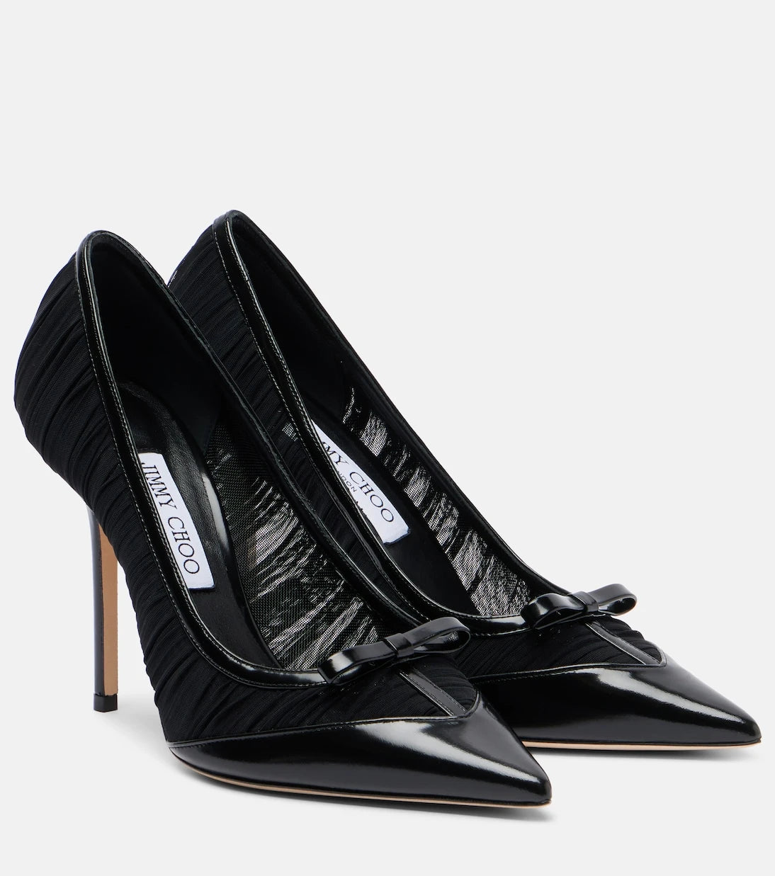 Jimmy Choo - حذاء بكعب Love 100 شبكي مزين بالجلد