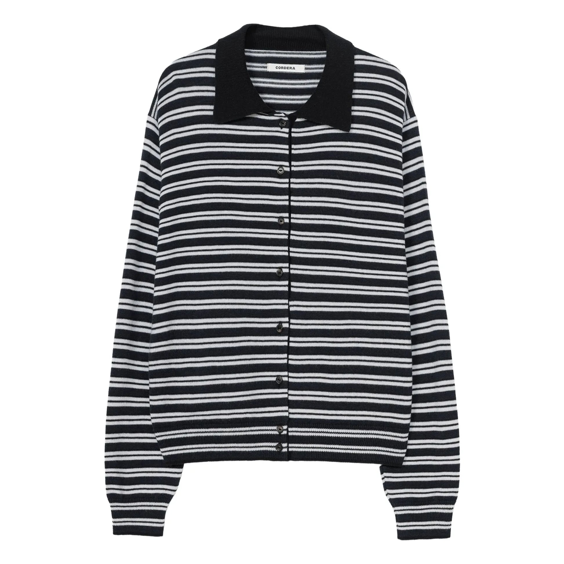 Cordera - Striped Merino Wool Polo Shirt | Navy blue