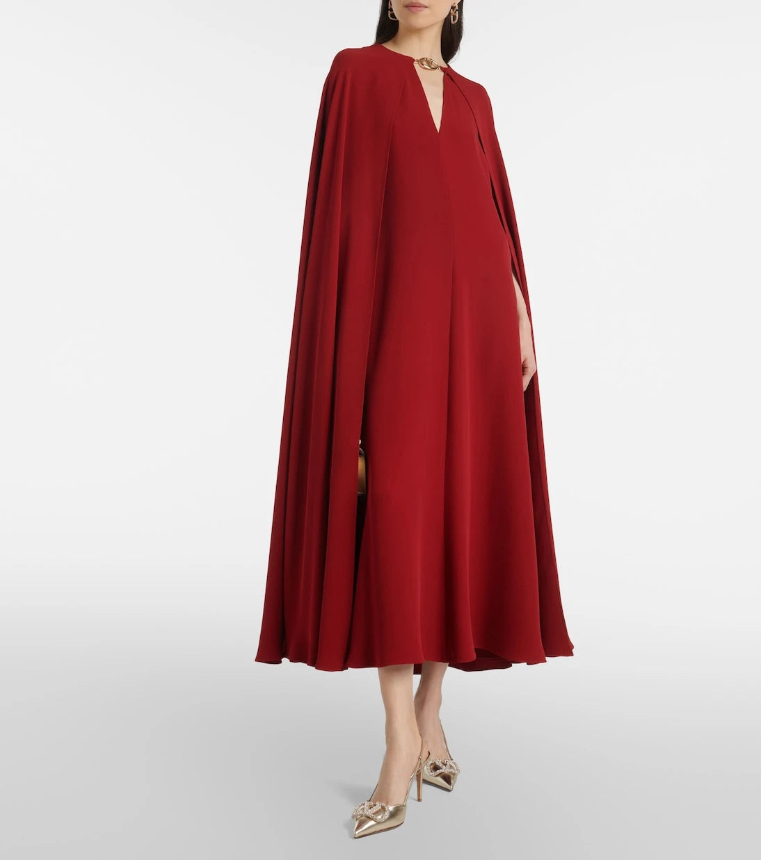 Valentino - Cady Couture caped silk gown