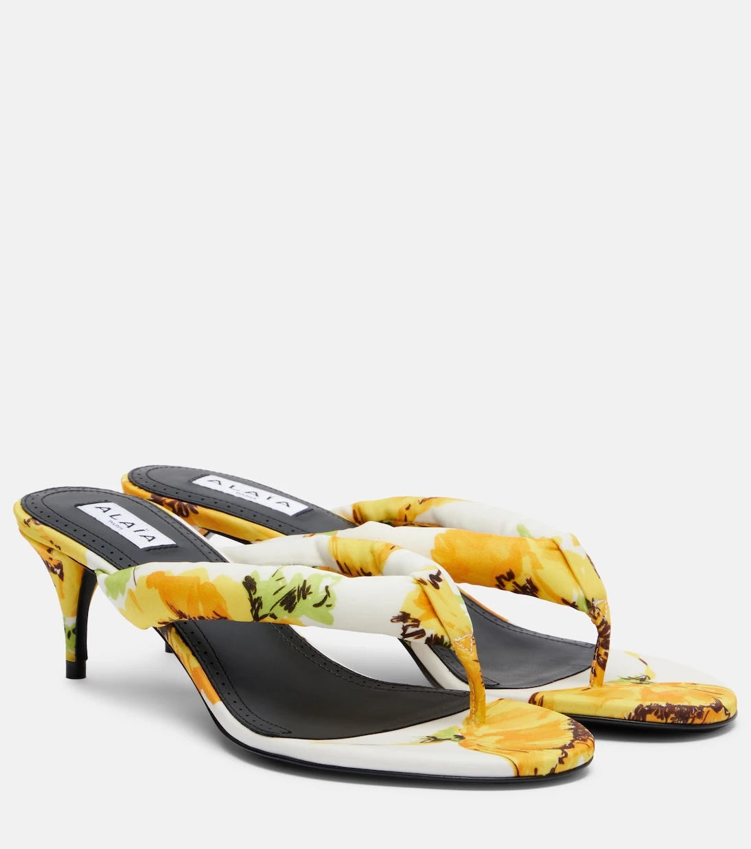 Alaïa - Floral padded thong sandals