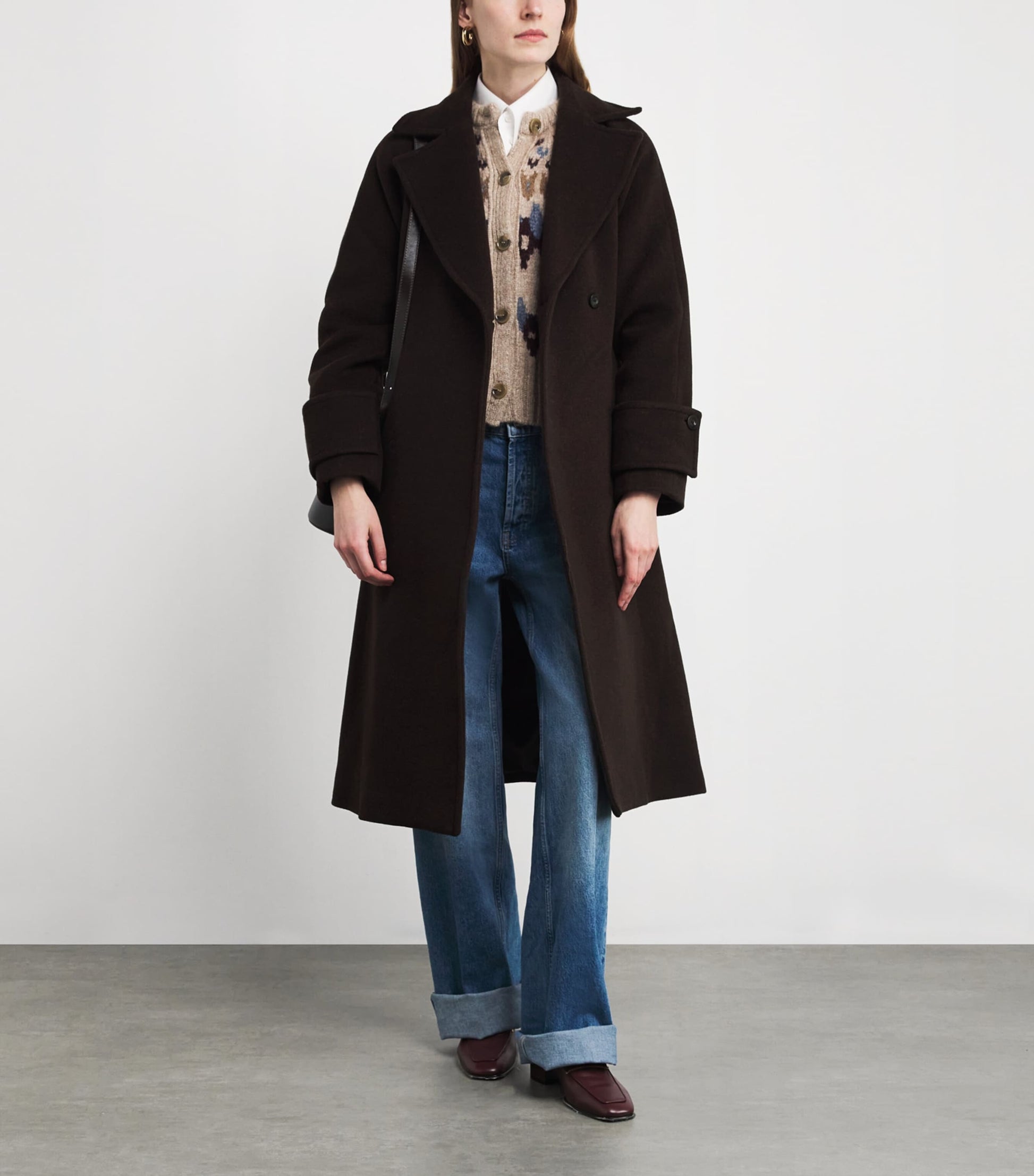 Claudie Pierlot Brown Wool-Blend Belted Coat