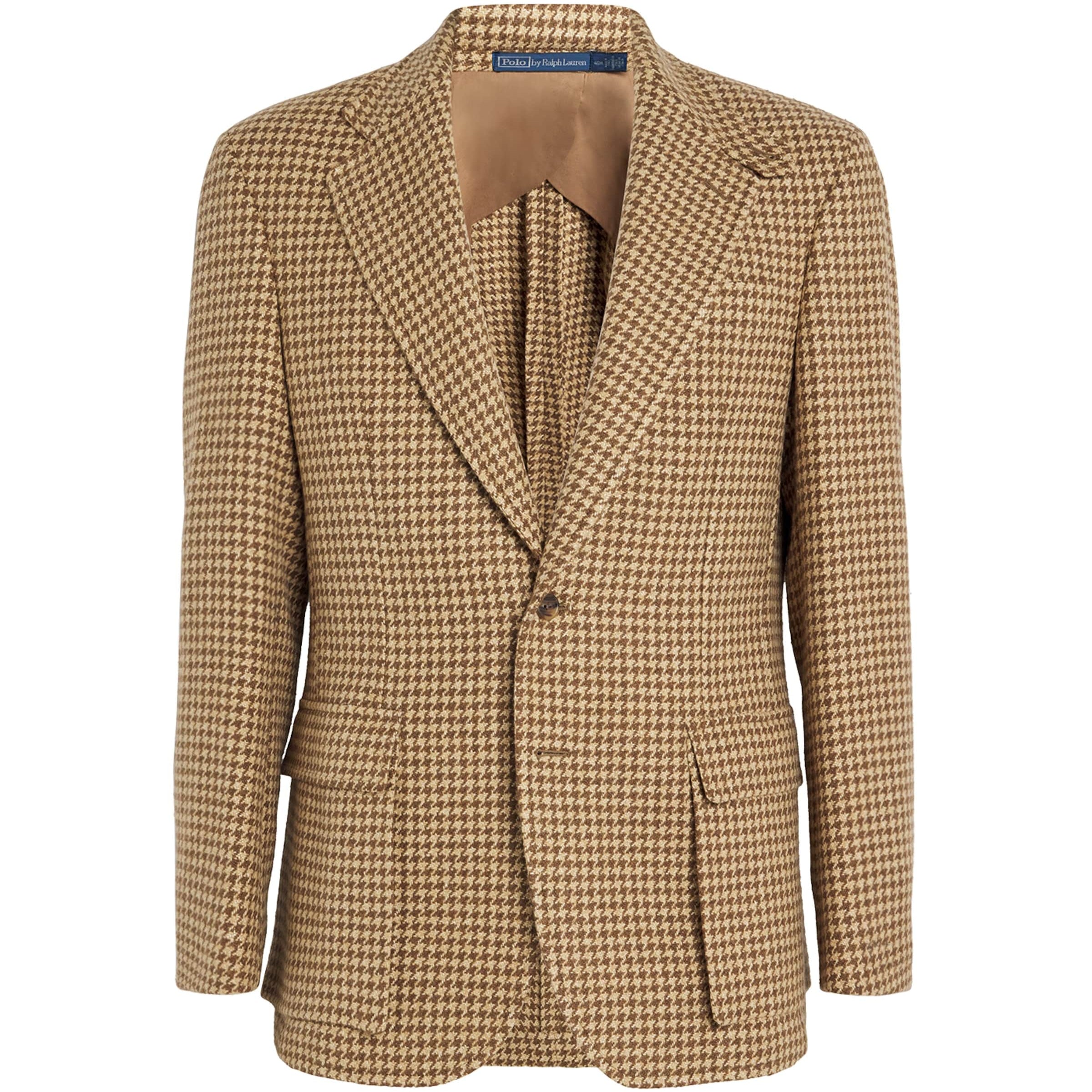Polo Ralph Lauren Brown Linen, Wool and Silk Houndstooth Blazer