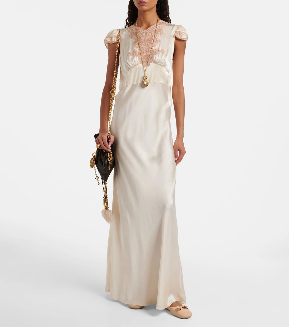 Chloé - Lace-trimmed silk satin maxi dress
