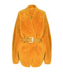 Gold Shearling Belted Wrap Coat