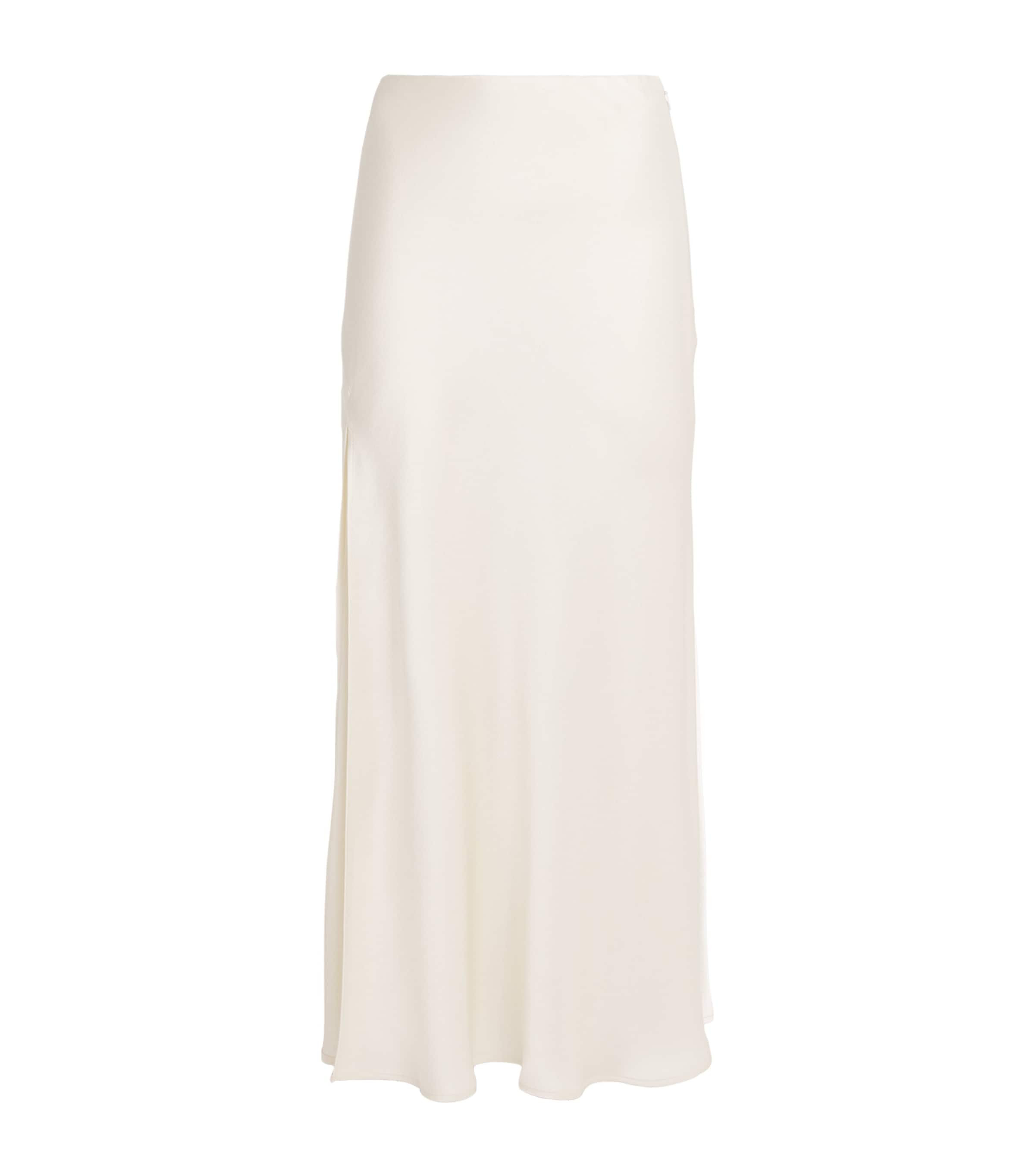LAPOINTE Ivory Satin Midi Skirt