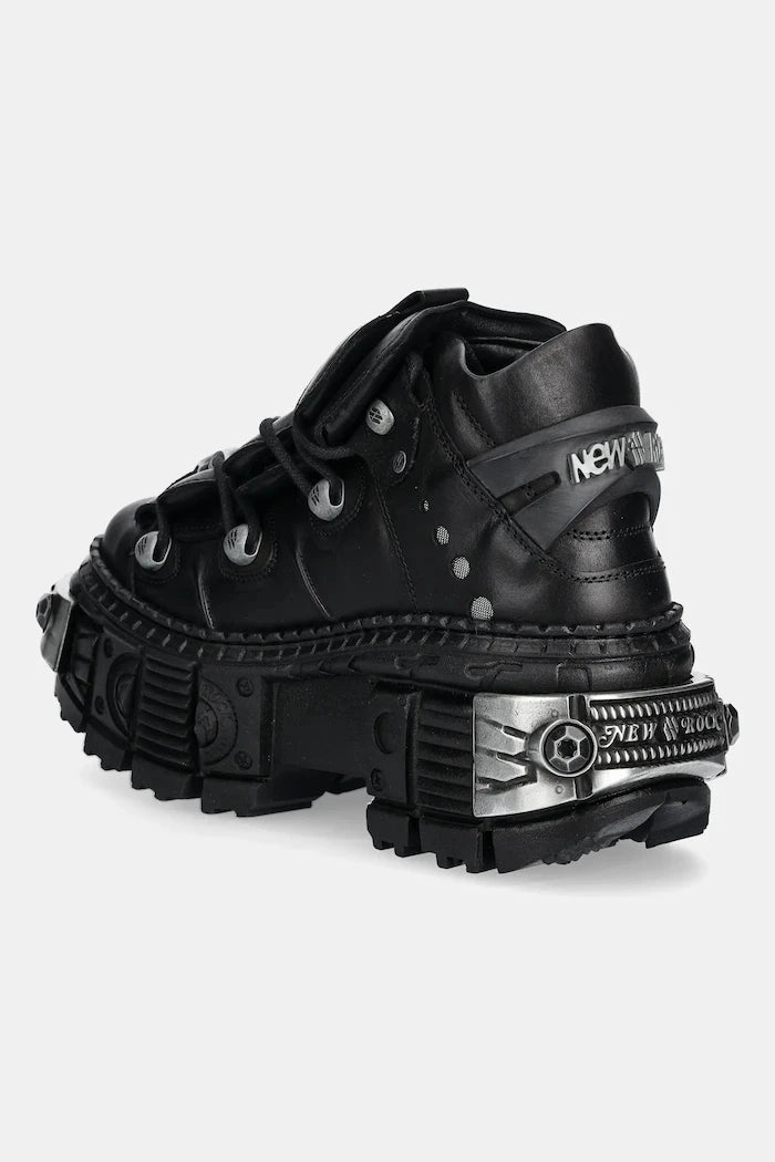 New Rock Crust Negro, Tank Casco Negro Power Deri Sneaker