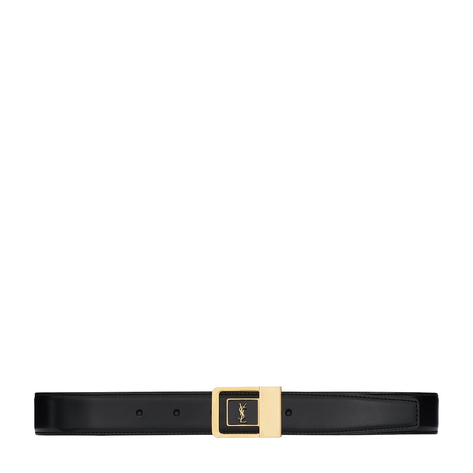 Black Leather Logo Belt