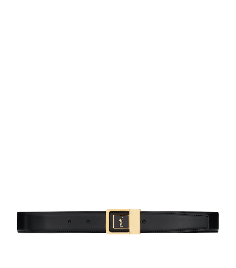 Black Leather Logo Belt