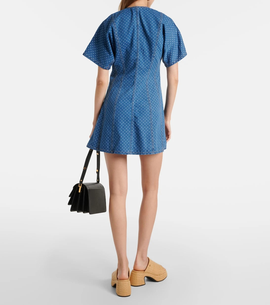 Ganni - Polka-dot denim minidress