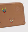 LOEWE Brown Leather Cats Coin Card Holder