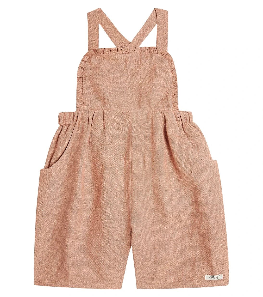 Donsje - Bou ruffled linen-blend overalls