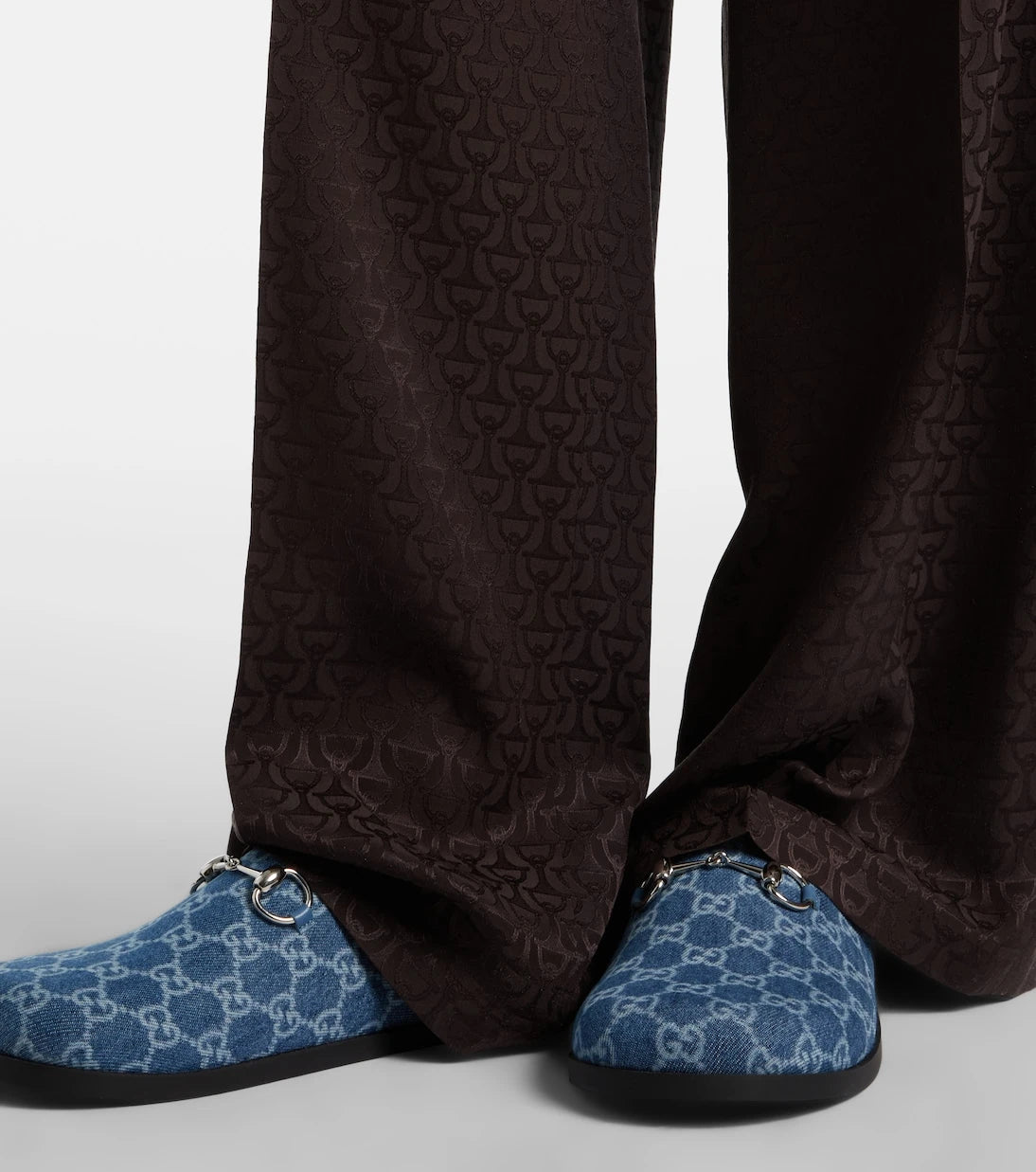 Gucci - Horsebit GG denim mules