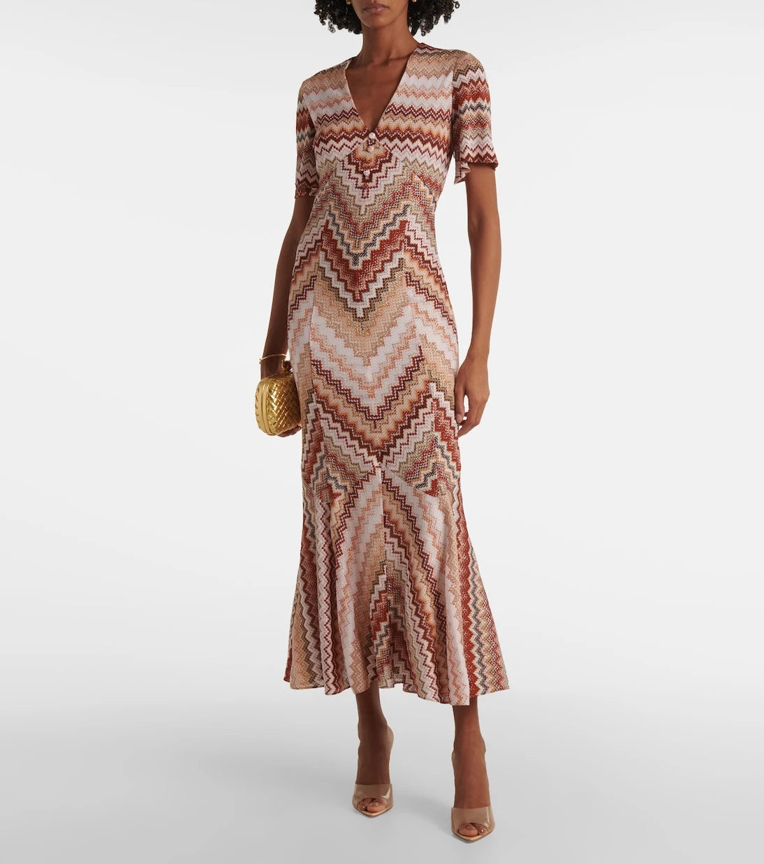 Missoni - فستان ماكسي لاميه بتصميم متعرج