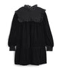 PETITE AMALIE Black Shirred Organza Velvet Dress (4-16 Years)