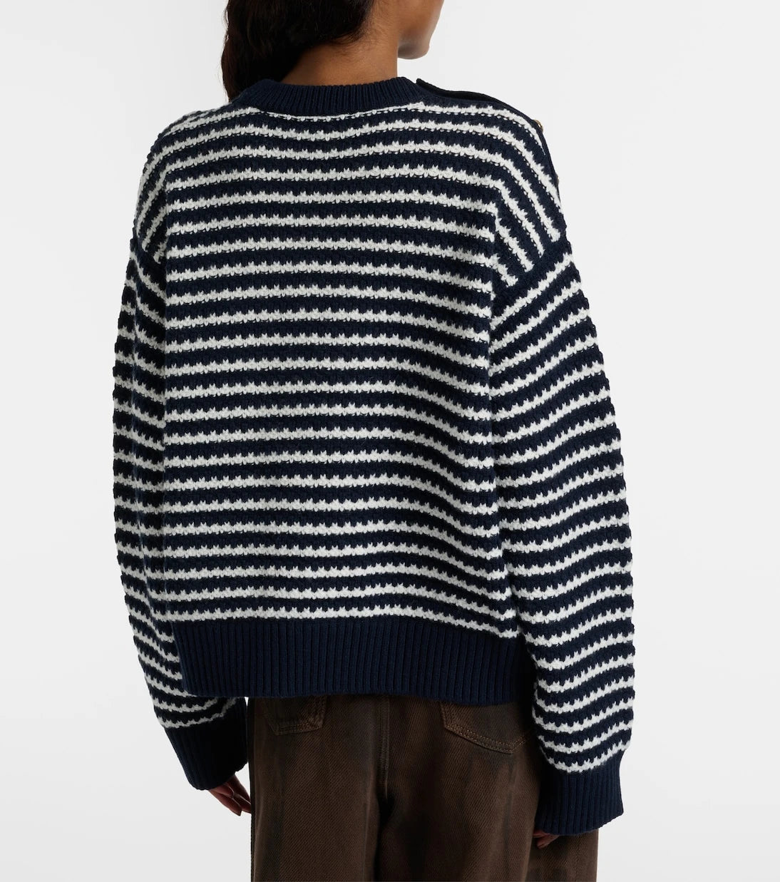 Ganni - Striped wool and cotton sweater