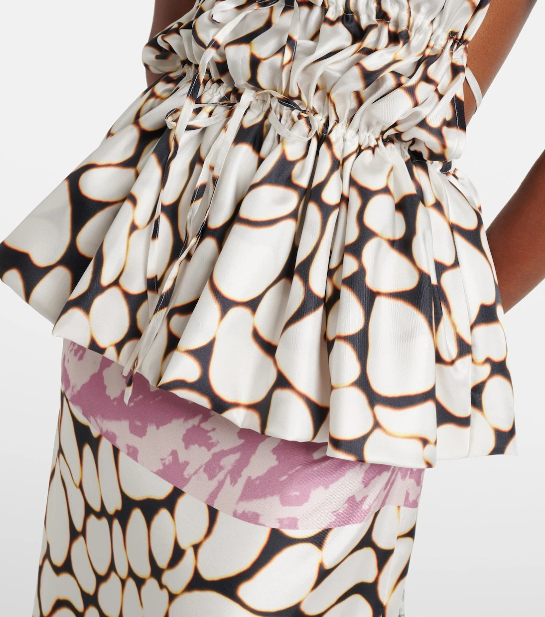 Dries Van Noten - Baskılı halter yaka ipek twill bluz