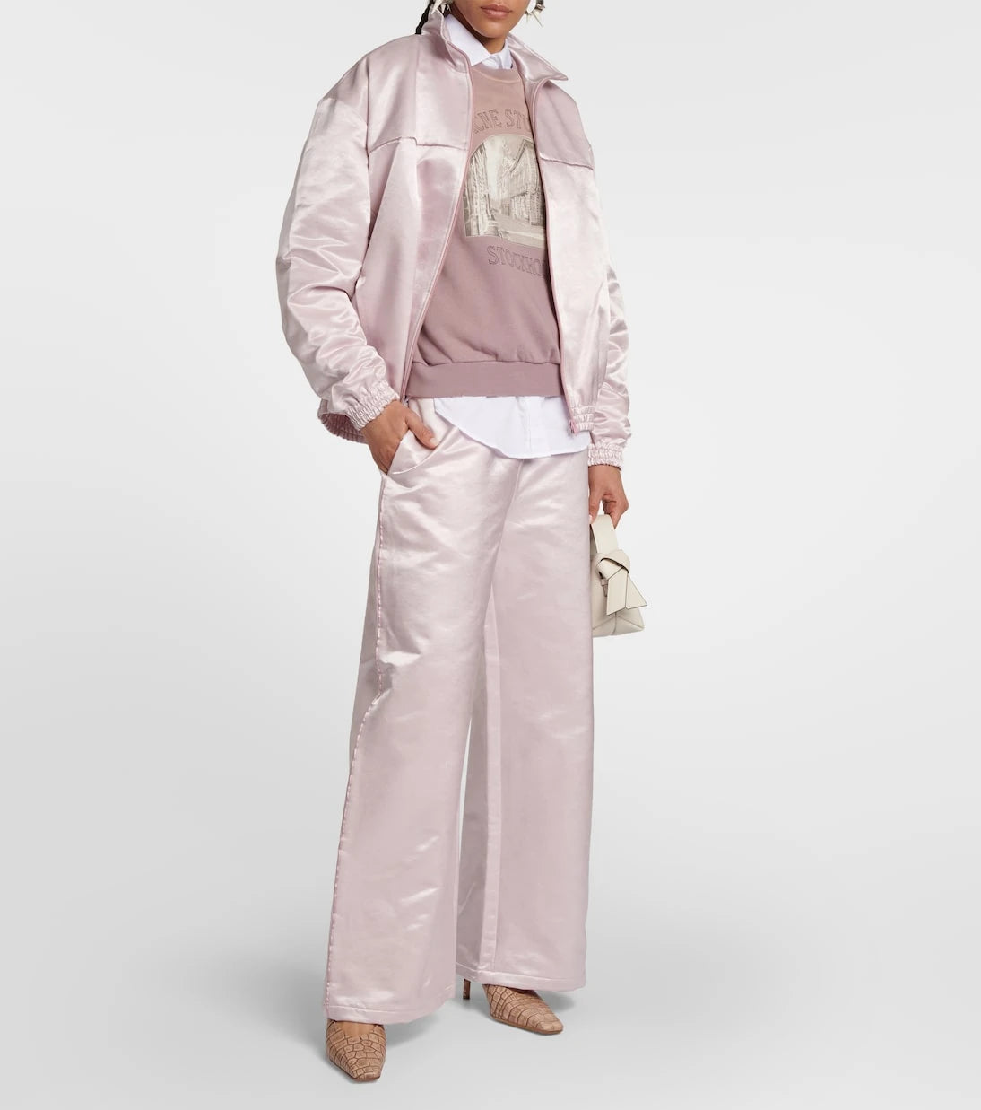 Acne Studios - بنطلون ساتان واسع الساقين