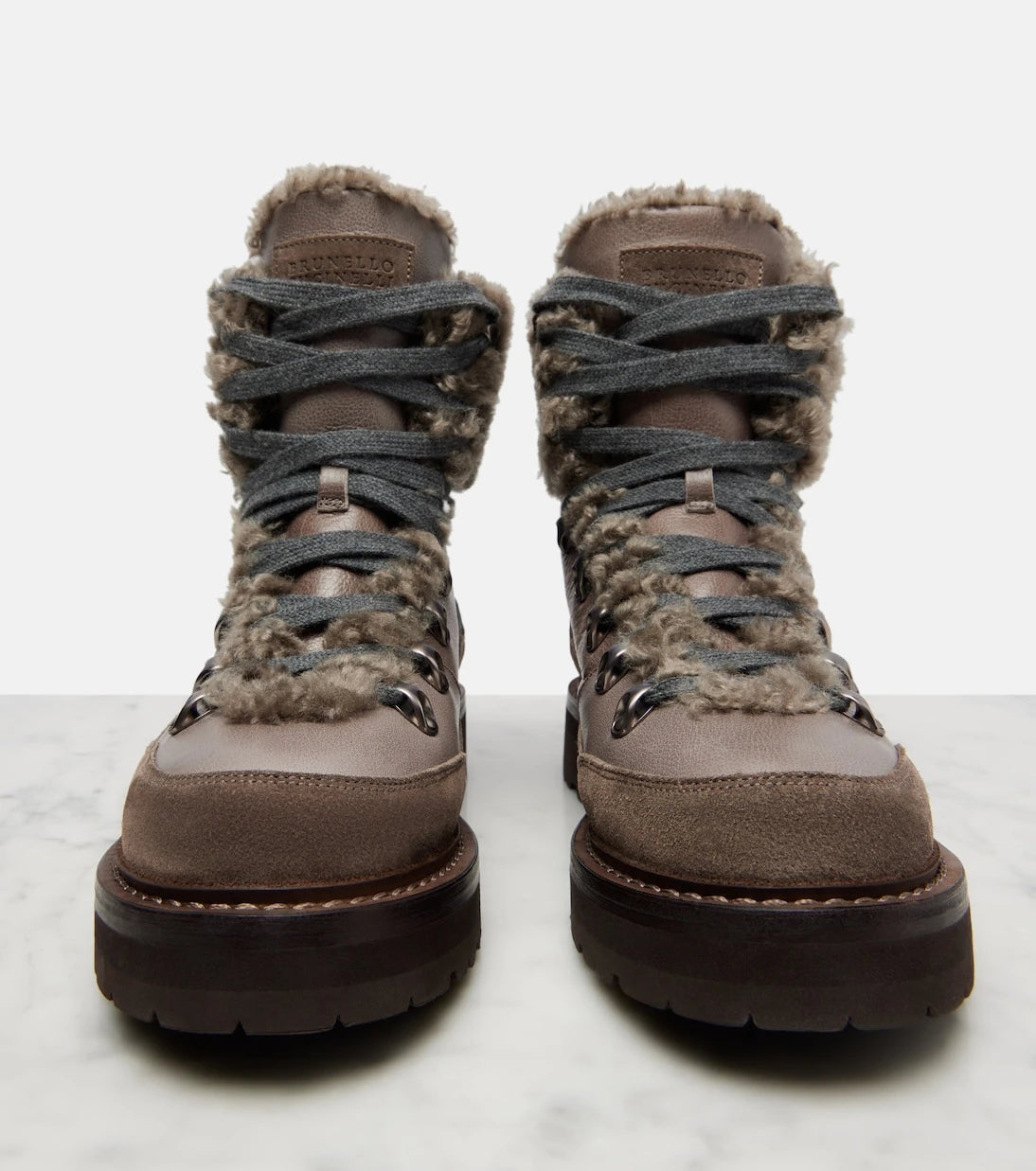 Brunello Cucinelli - Shearling-lined leather ankle boots
