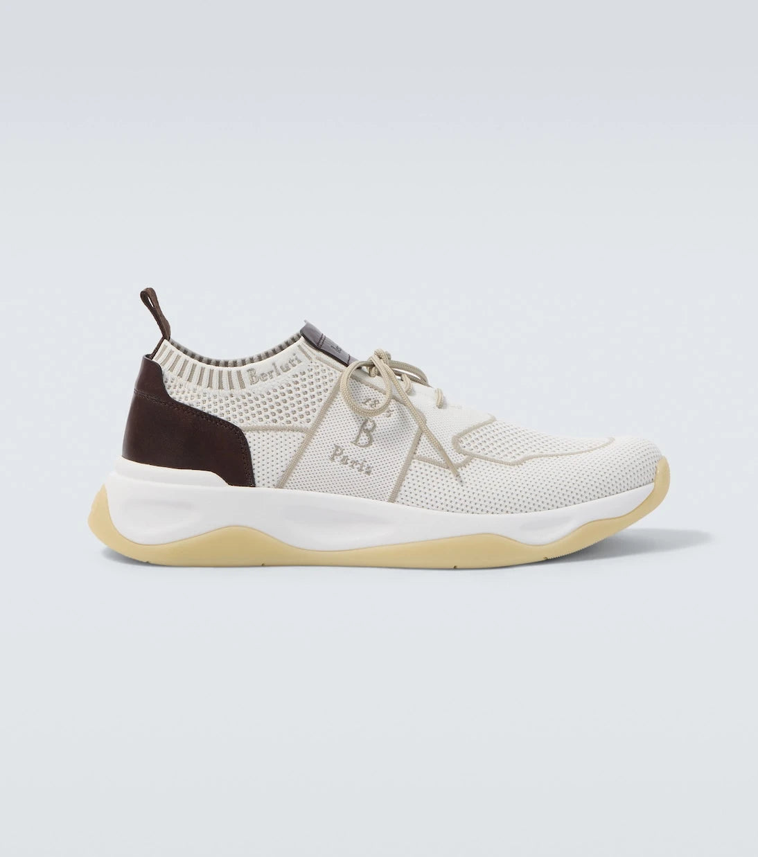 Berluti - Shadow leather-trimmed knitted sneakers